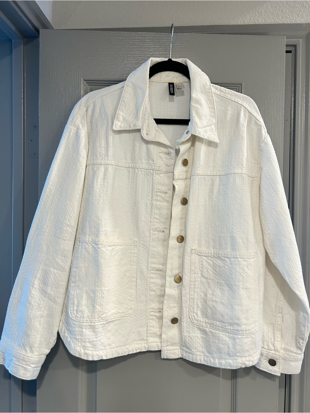 H&M Cream Textured Button-Up Jacket